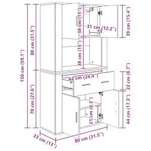 Skříň highboard betonově šedá kompozitní dřevo - obrázek 12