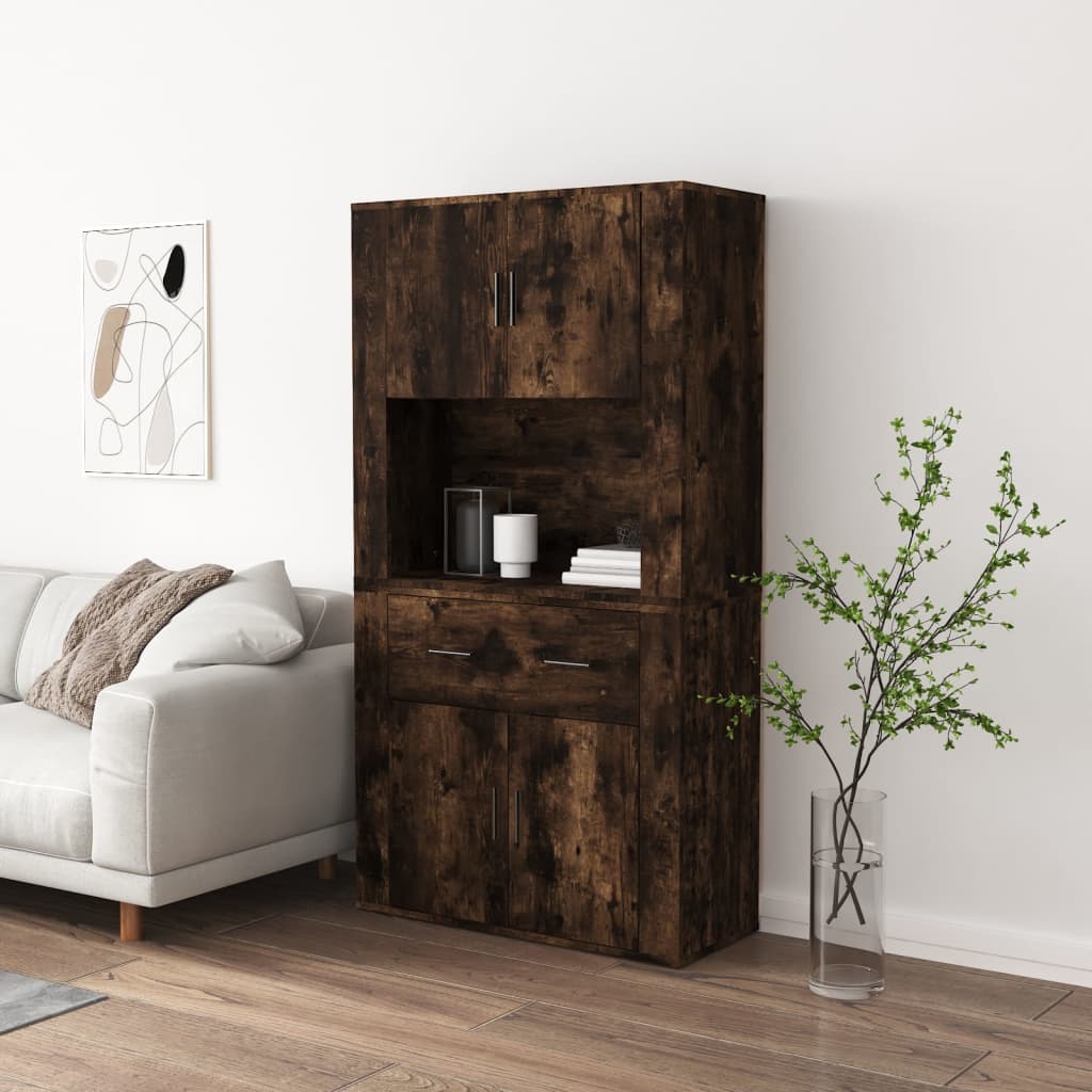 vidaXL Highboard Räuchereiche Holzwerkstoff