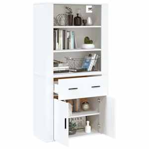 Skříň highboard bílá kompozitní dřevo - obrázek 5