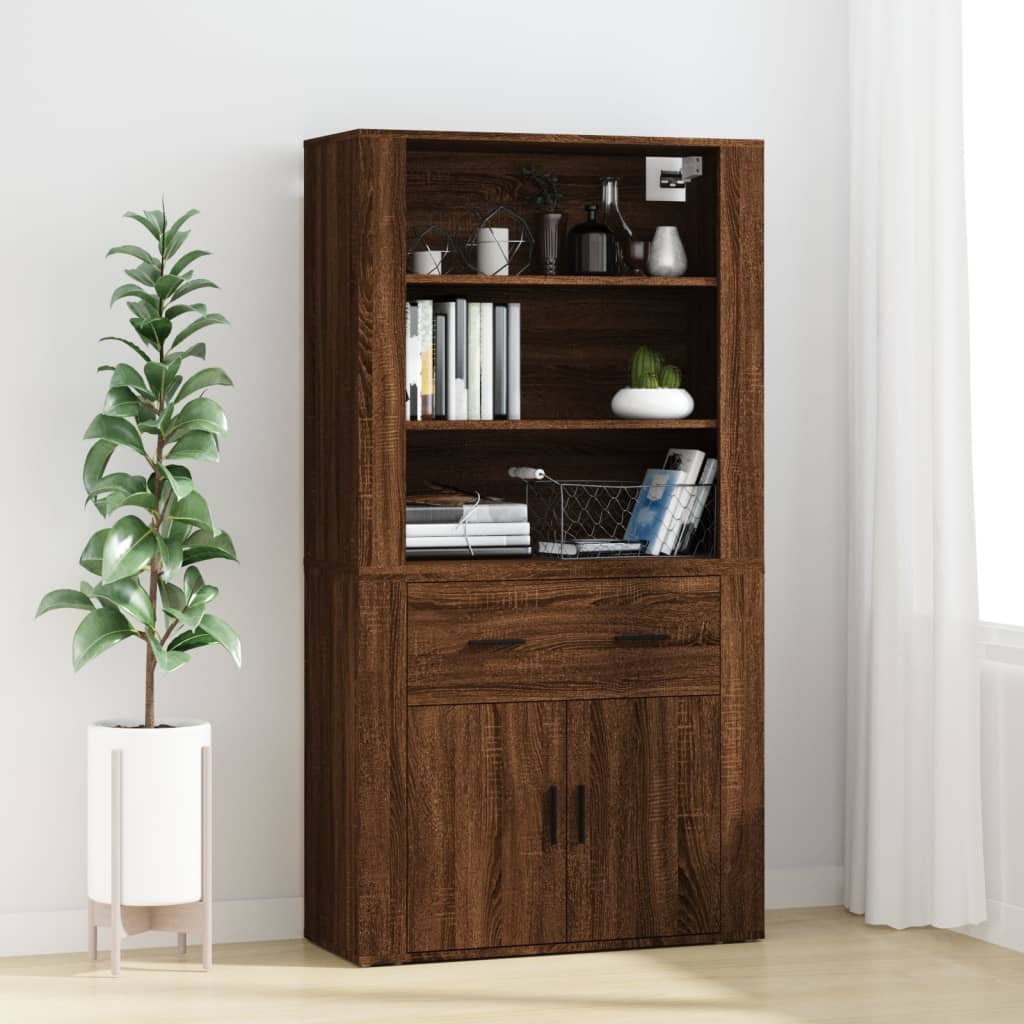 Skříň highboard hnědý dub kompozitní dřevo