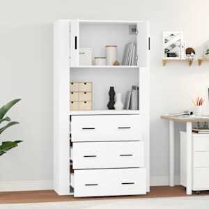 Skříň highboard bílá kompozitní dřevo - obrázek 3
