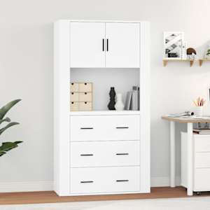 Skříň highboard bílá kompozitní dřevo