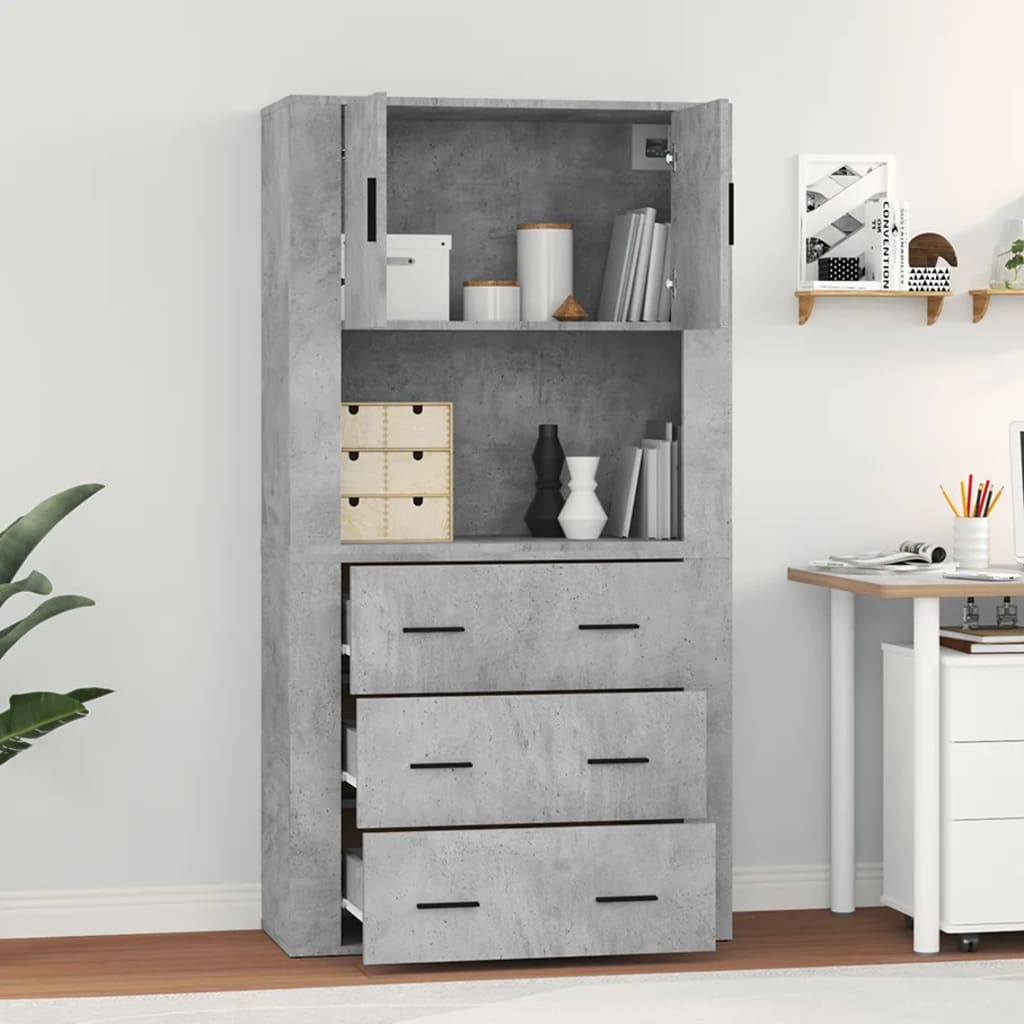 vidaXL Hoge kast bewerkt hout betongrijs afbeelding