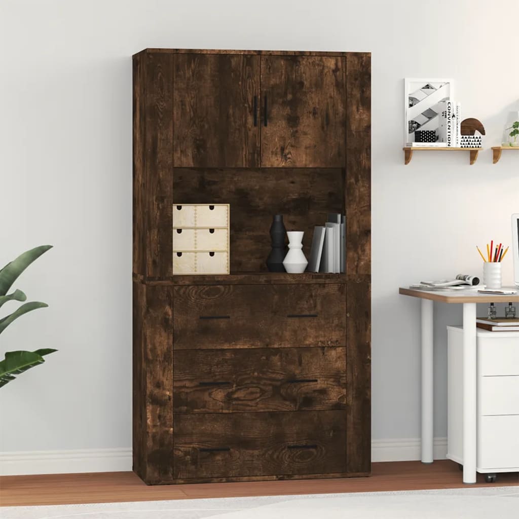 vidaXL Highboard Räuchereiche Holzwerkstoff