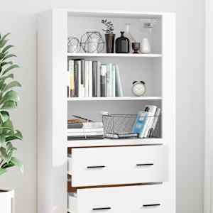 Skříň highboard bílá kompozitní dřevo - obrázek 4