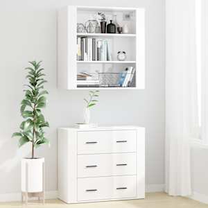 vidaXL Highboard Hochglanz-Wei&szlig; Holzwerkstoff