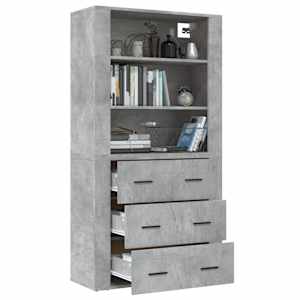 Skříň highboard betonově šedá kompozitní dřevo - obrázek 5