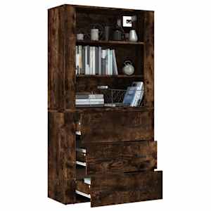 Skříň highboard kouřový dub kompozitní dřevo - obrázek 5