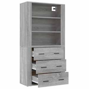 Skříň highboard šedá sonoma kompozitní dřevo - obrázek 6