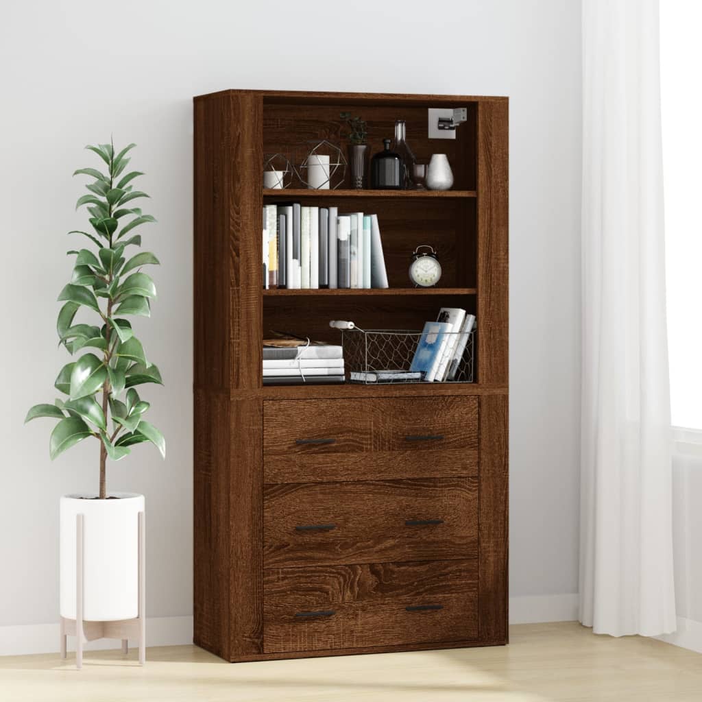 Skříň highboard hnědý dub kompozitní dřevo