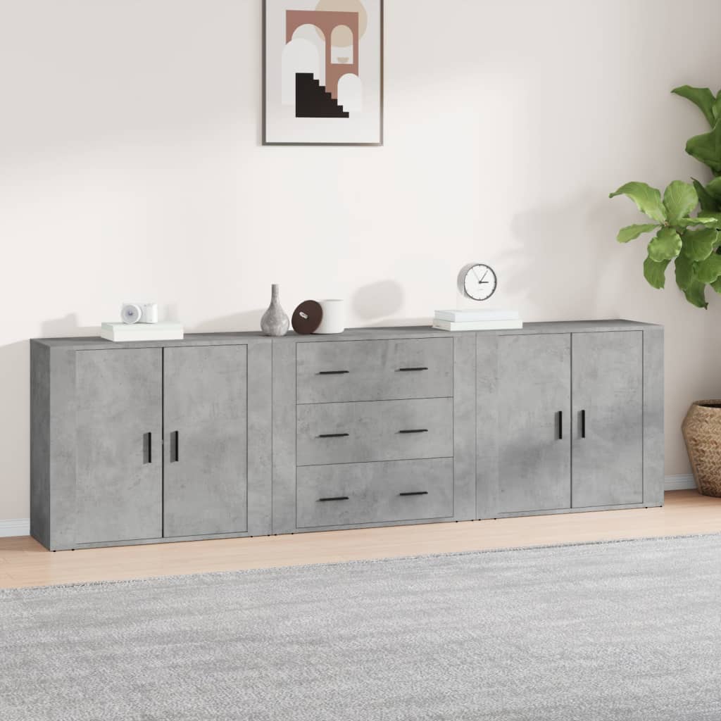 Sideboards 3 Stk. Betongrau Holzwerkstoff