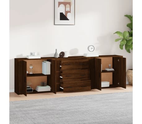 vidaXL Sideboards 3 Stk. Braun Eichen-Optik Holzwerkstoff