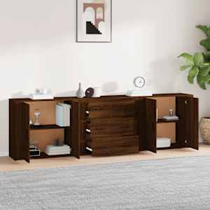 vidaXL Sideboards 3 pcs Brown Oak Engineered Wood