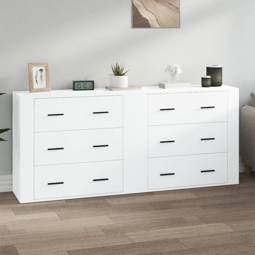 vidaXL Sideboards 2 Stk. Weiß Holzwerkstoff