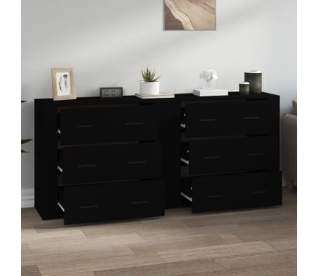 vidaXL &Scaron;oninės spintelės, 2vnt., juodos spalvos, apdirbta mediena