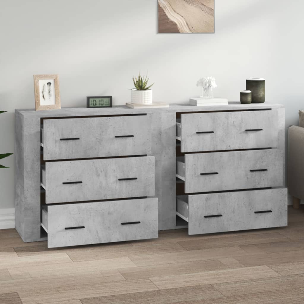 vidaXL Sideboards 2 Stk. Betongrau Holzwerkstoff