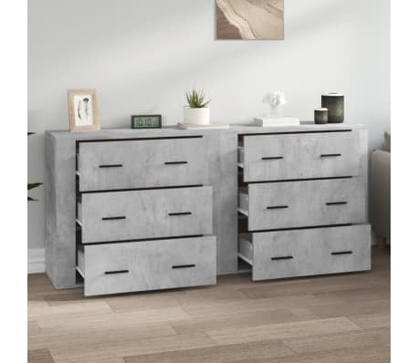 vidaXL Sideboards 2 Stk. Betongrau Holzwerkstoff