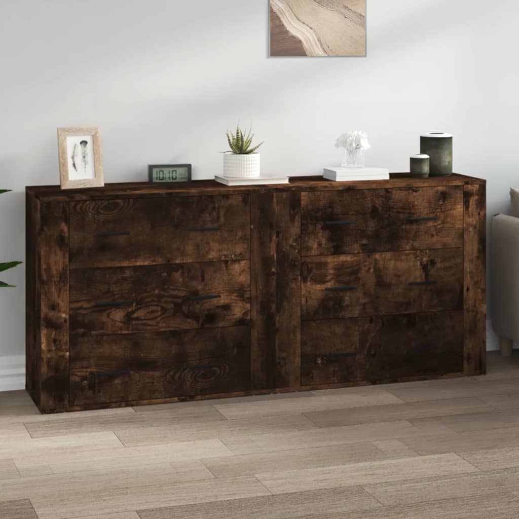 vidaXL Sideboards 2 Stk. Räuchereiche Holzwerkstoff