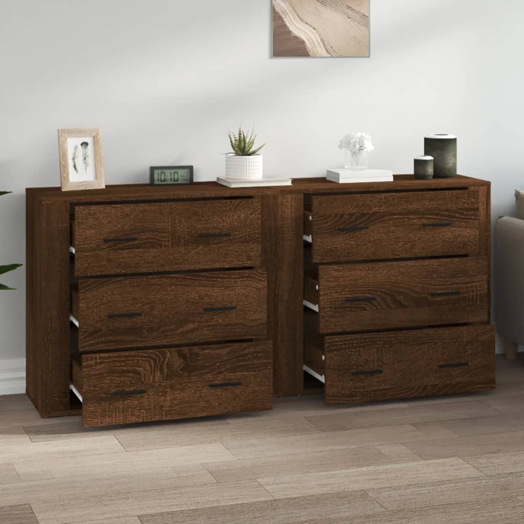 vidaXL Sideboards 2 Stk. Braun Eichen-Optik Holzwerkstoff