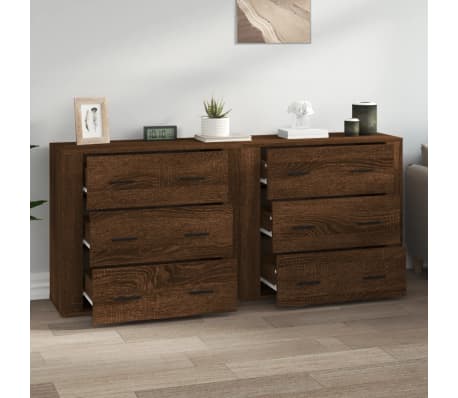 vidaXL Sideboards 2 Stk. Braun Eichen-Optik Holzwerkstoff