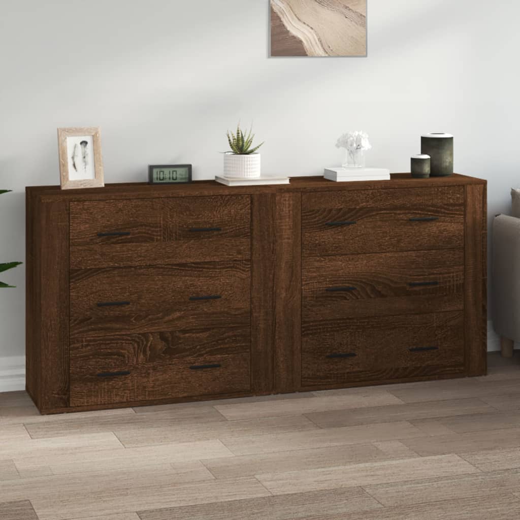 vidaXL Sideboards 2 Stk. Braun Eichen-Optik Holzwerkstoff