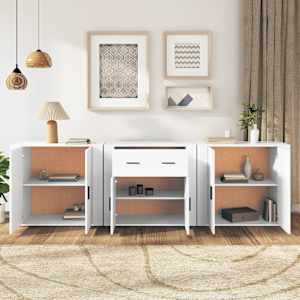 vidaXL Sideboards 3 Stk. Wei&szlig; Holzwerkstoff