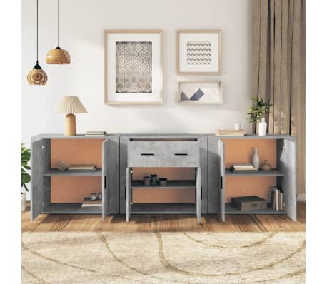 vidaXL Skenkir 3 stk. Steypugr&aacute;ir Samsettur Vi&eth;ur