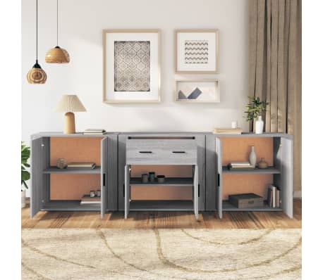 vidaXL Sideboards 3 pcs Grey Sonoma Engineered Wood