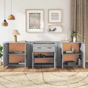 vidaXL Sideboards 3 pcs Grey Sonoma Engineered Wood