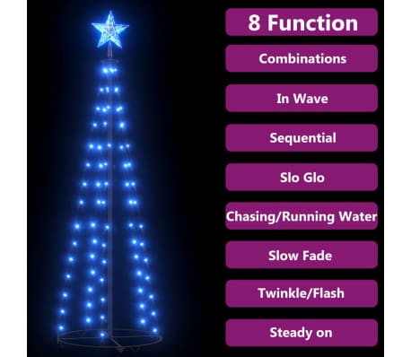 vidaXL Christmas Cone Tree Blue 84 LEDs Decoration 50x150 cm