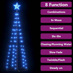 vidaXL Christmas Cone Tree Blue 84 LEDs Decoration 19.7"x59.1"
