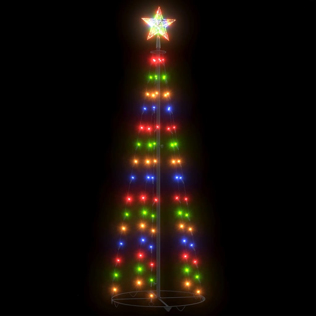 Image of vidaXL Christmas Cone Tree Colourful 84 LEDs Decoration 50x150 cm