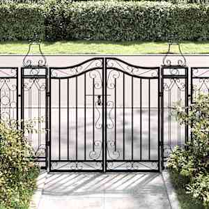 Vrtna vrata črna 121x8x100 cm kovano železo