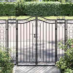 Vrtna vrata črna 121x8x120 cm kovano železo