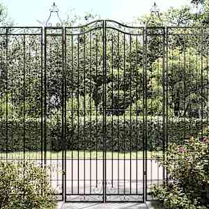 Vrtna vrata črna 121x8x200 cm kovano železo