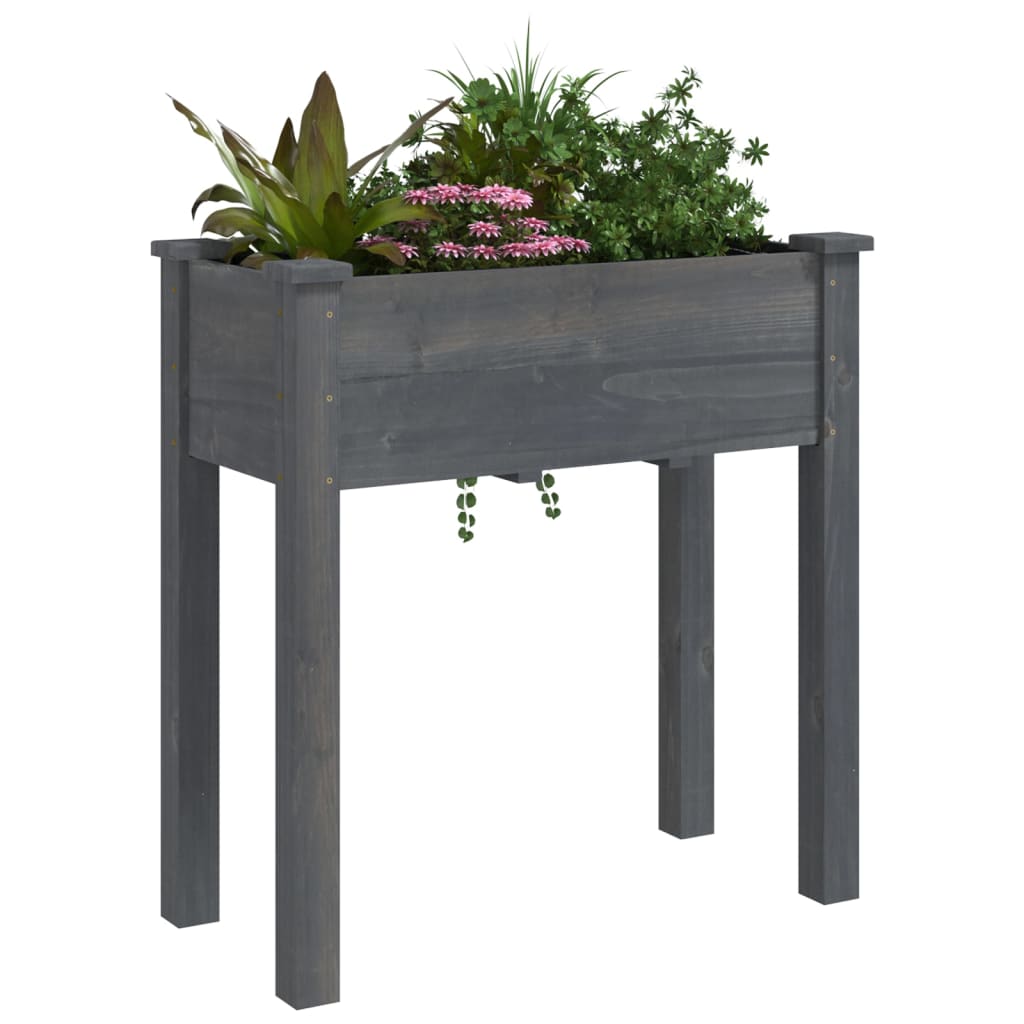 vidaXL Jardinière avec doublure gris 71x37x76 cm bois massif de sapin