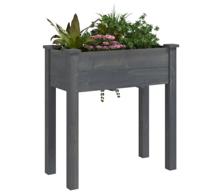 vidaXL Jardinière avec doublure gris 71x37x76 cm bois massif de sapin