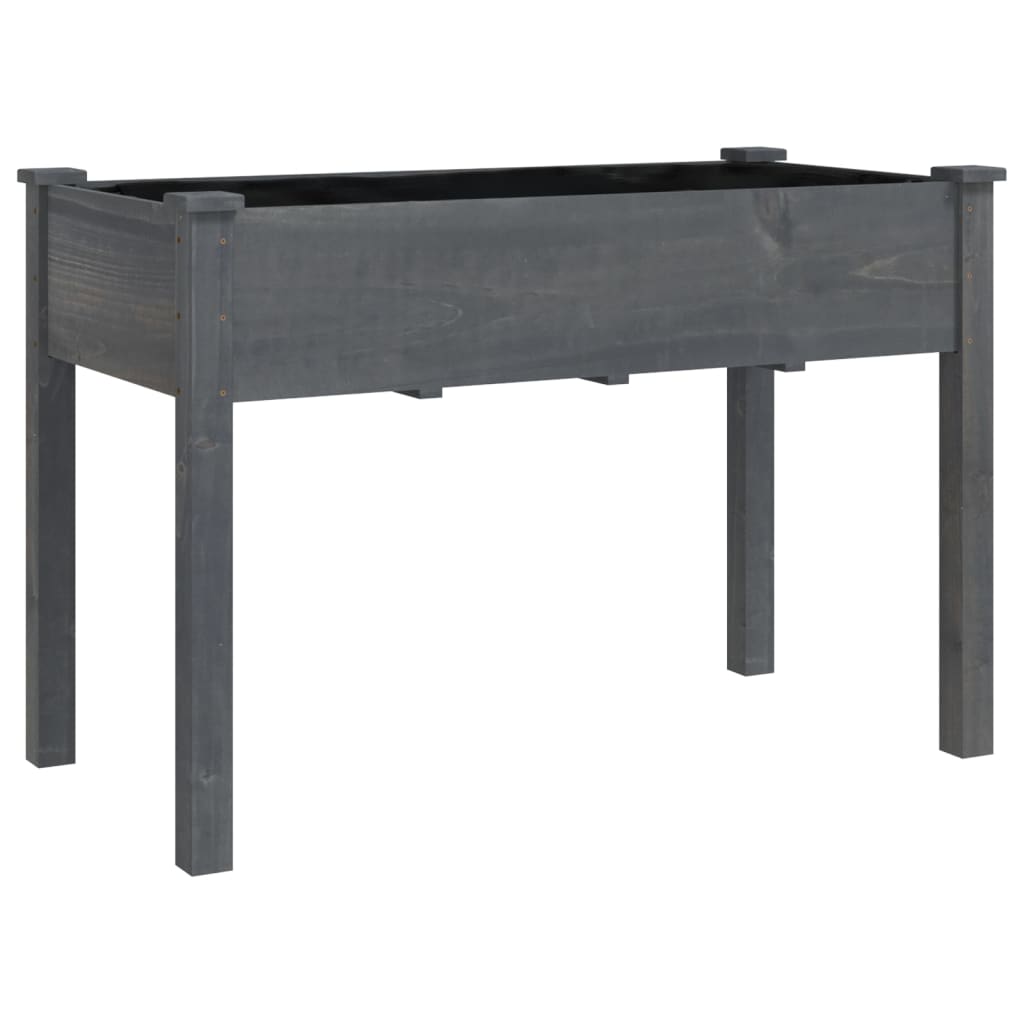 vidaXL Plantenbak met voering 118x59x76 cm massief vurenhout grijs