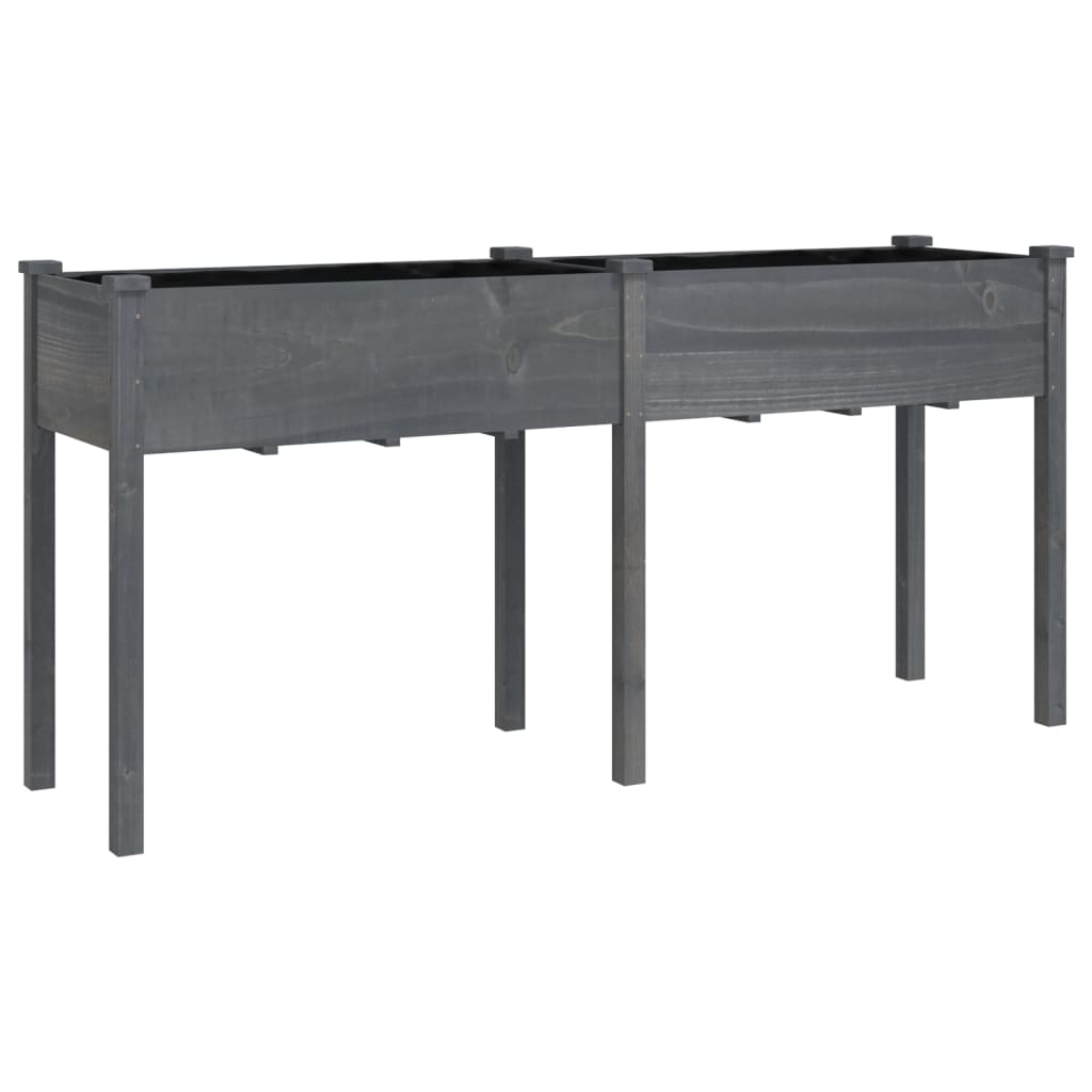 vidaXL Truhlík s vložkou šedý 161 x 45 x 76 cm masivní jedlové dřevo