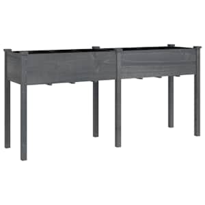 Truhlík s vložkou šedý 161 x 45 x 76 cm masivní jedlové dřevo - obrázek 2