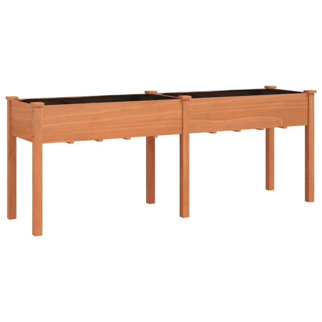 vidaXL Plantenbak met voering 203x53x76 cm massief vurenhout bruin
