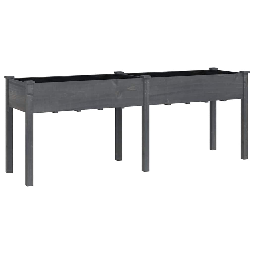 E-shop vidaXL Kvetináč s vložkou sivý 203x53x76 cm jedľový masív