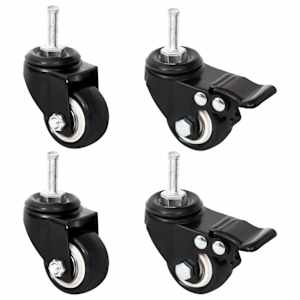 vidaXL lillepotile m&otilde;eldud rattad 4 tk, mustad, 8 x 3,5 x 8 cm, raud