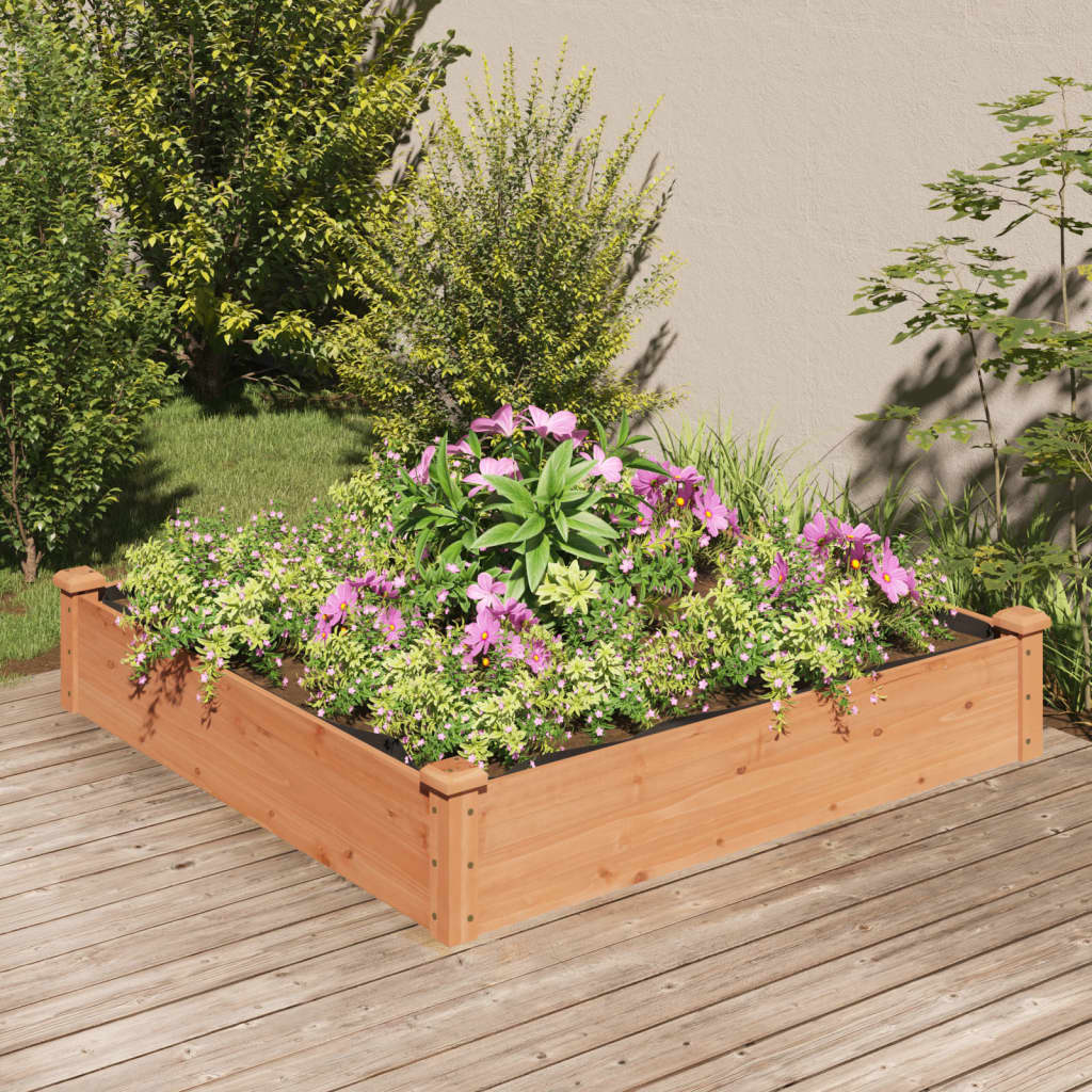 vida XL Hochbeet mit Einsatz Braun 120x 120x 25 cm Massivholz Tanne