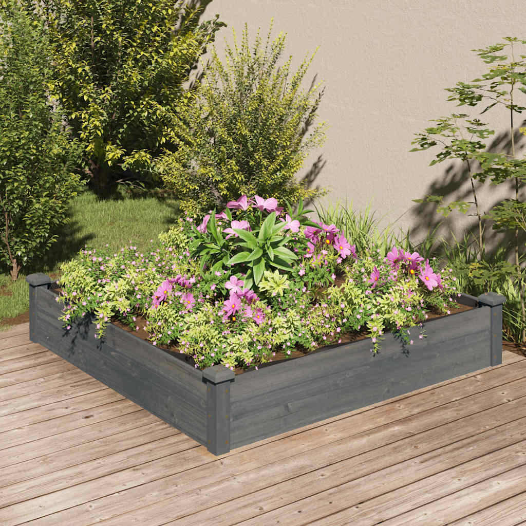 vida XL Hochbeet mit Einsatz Grau 120x 120x 25 cm Massivholz Tanne