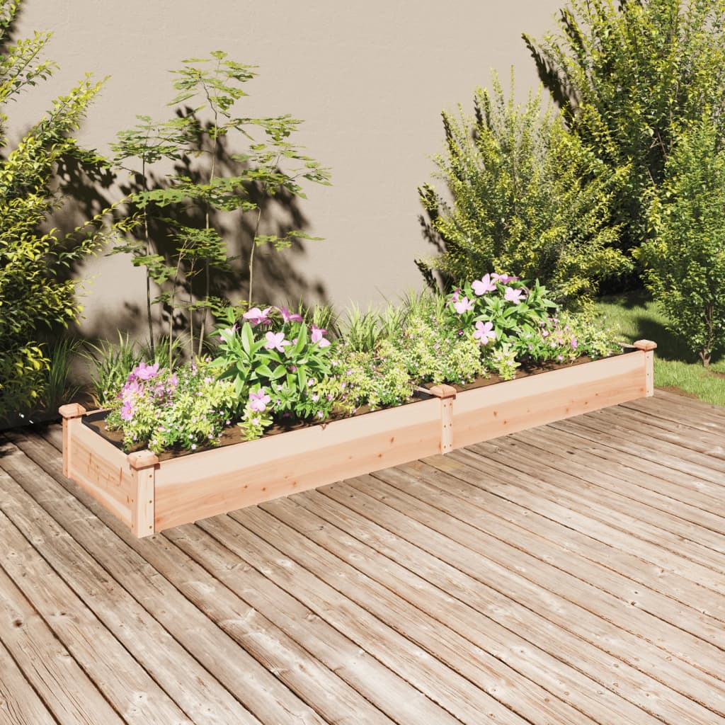 vidaXL Strat de grădină înălțat cu căptușeală, 240x60x25 cm, lemn brad