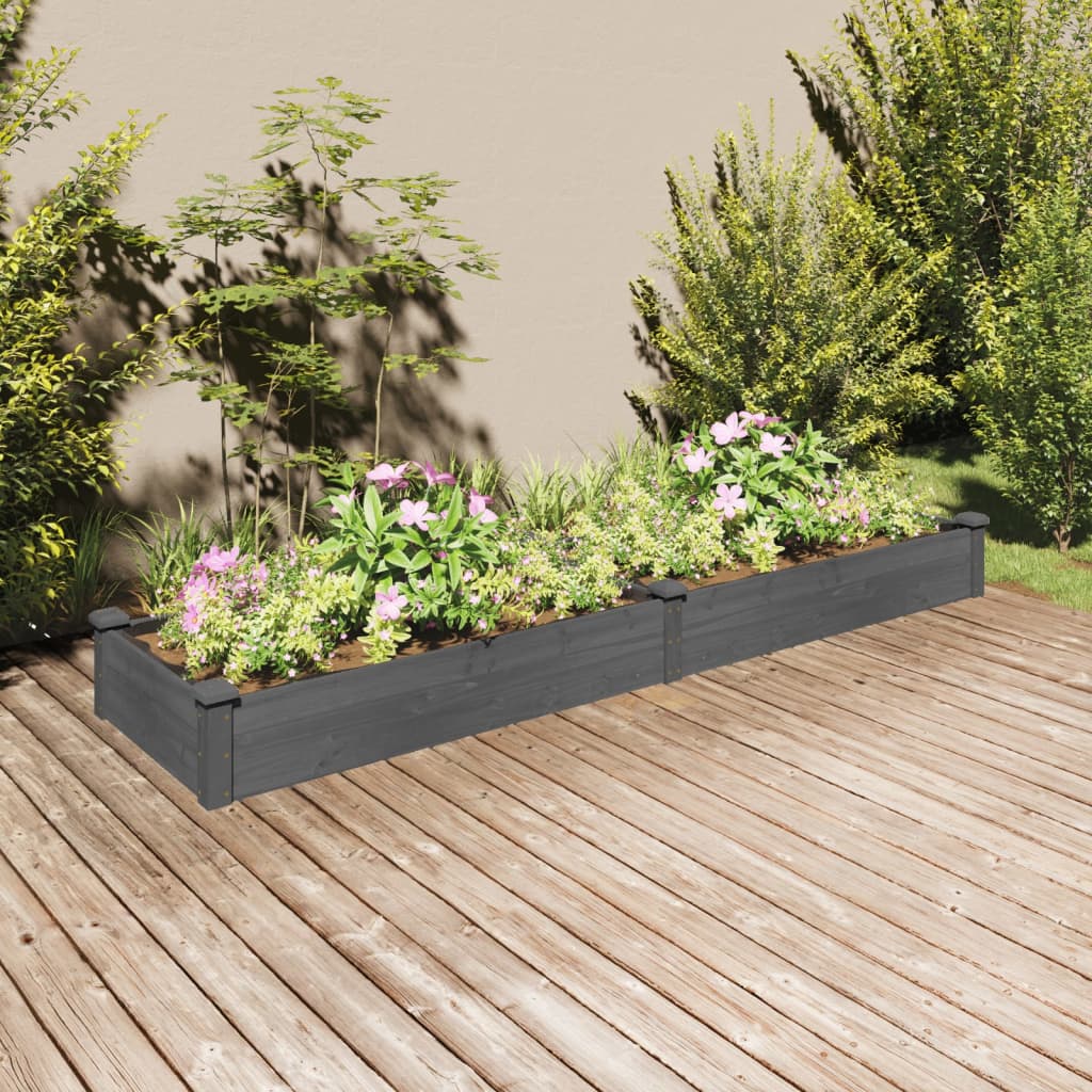 vidaXL Strat grădină înălțat cu căptușeală gri 240x60x25 cm, lemn brad
