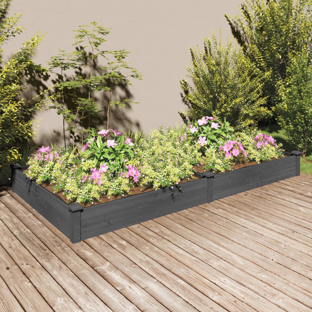 vidaXL Strat grădină înălțat cu căptușeală gri 240x120x25cm, lemn brad