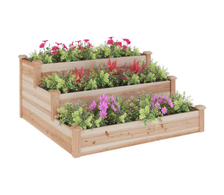 vidaXL Plantenbak verhoogd met voering 120x60x25 cm massief vurenhout