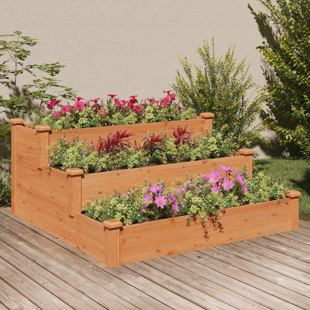 vida XL Hochbeet Braun 120x 120x 56 cm Massivholz Tanne